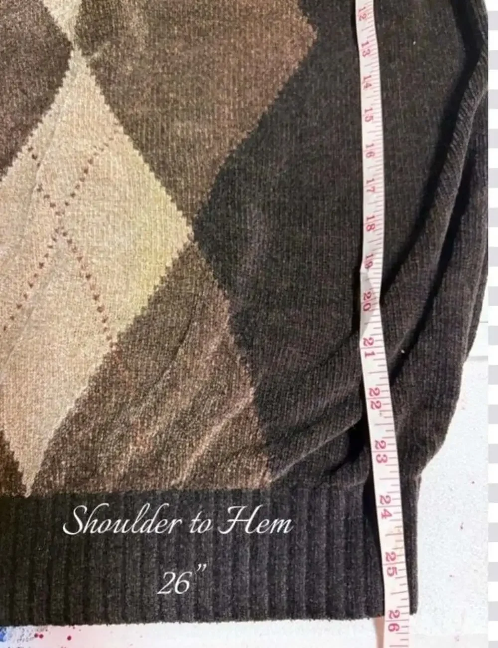 Vintage Y2K Dockers Argyle Plush Knit Sweater Men’s XL Brown Black Tan